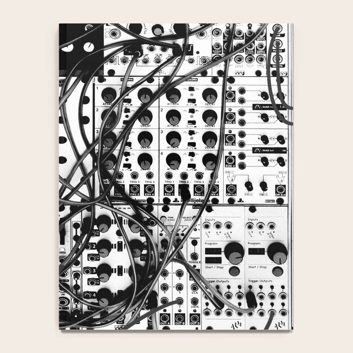 analog synthesizer system - modular black and white Notebook Gallery Image 4