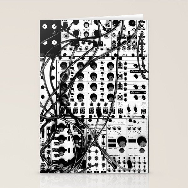 analog synthesizer system - modular black and white Stationery Card Gallery Image 1