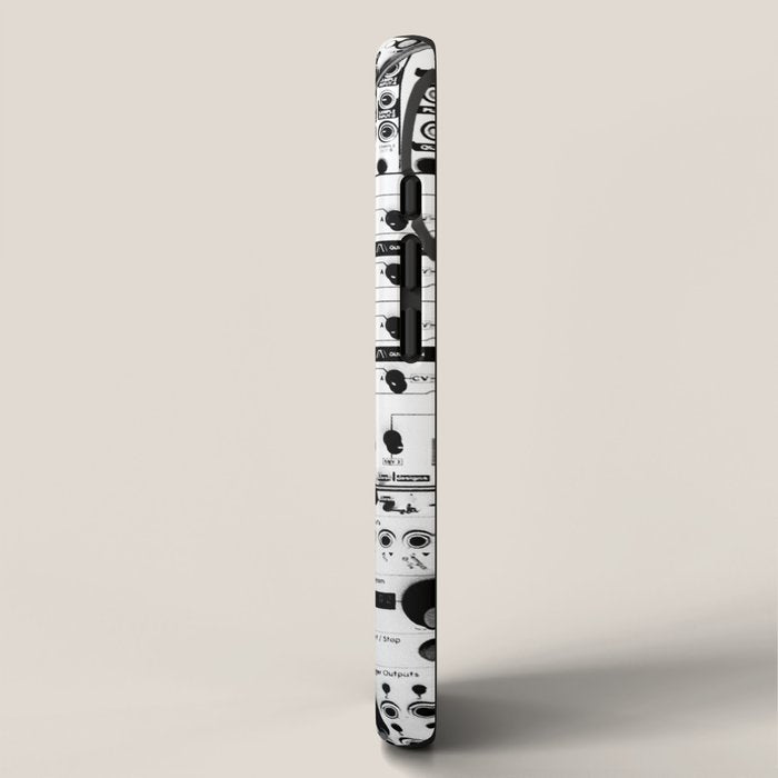 analog synthesizer system - modular black and white iPhone Case Gallery Image 2