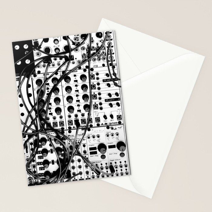 analog synthesizer system - modular black and white Stationery Card Gallery Image 2