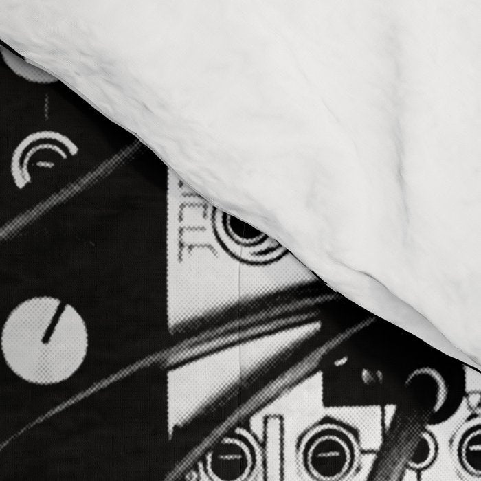 analog synthesizer system - modular black and white Comforter Gallery Image 4