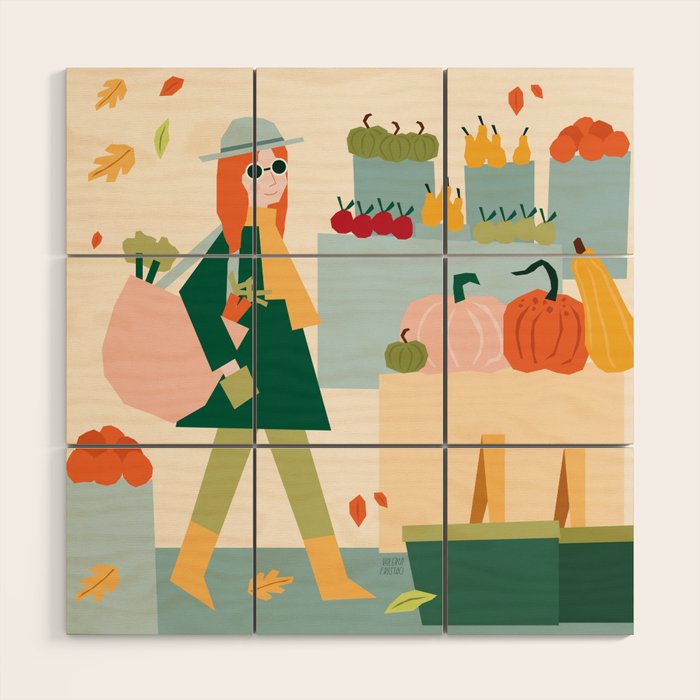 Girl at the farmers market Wood Wall Art Gallery Image 1
