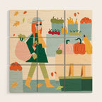 Girl at the farmers market Wood Wall Art Gallery Image 1