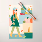 Girl at the farmers market Wrapping Paper Gallery Image 1
