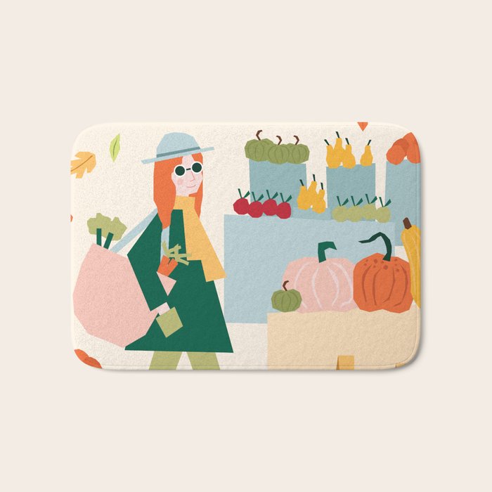 Girl at the farmers market Bath Mat Gallery Image 1