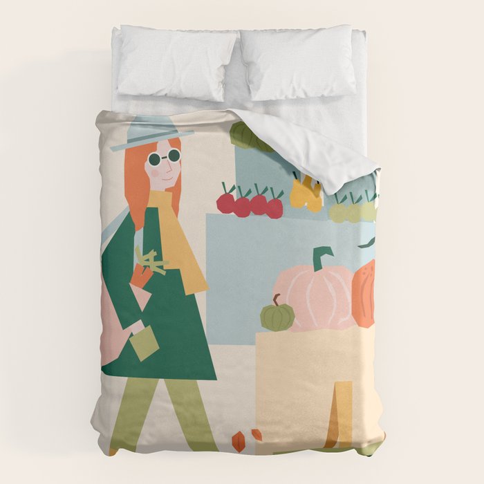Girl at the farmers market Duvet Cover Gallery Image 6