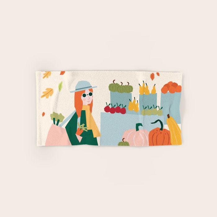 Girl at the farmers market Bath Towel Gallery Image 1