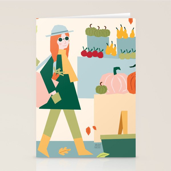 Girl at the farmers market Stationery Card Gallery Image 2