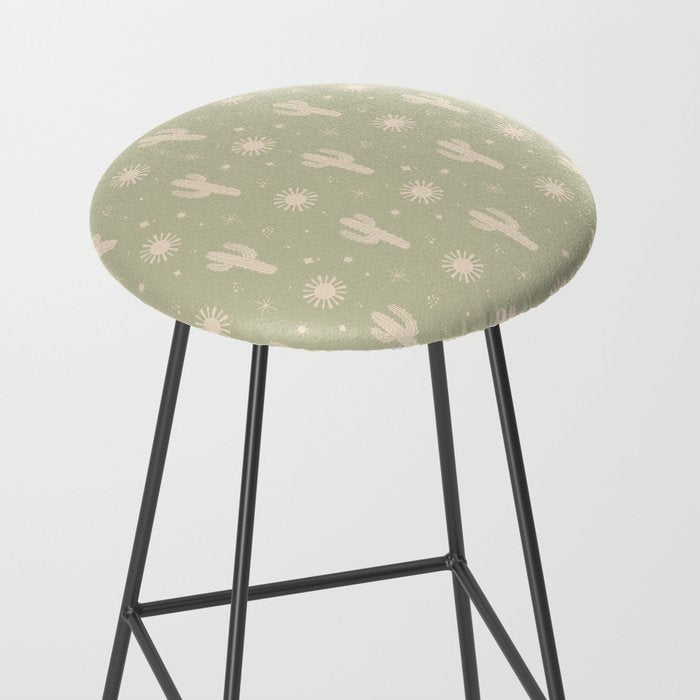 Boho Cactus Sun Desert Sage Green Pattern Stool Gallery Image 2