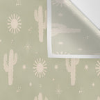 Boho Cactus Sun Desert Sage Green Pattern Wall Tapestry Gallery Image 3