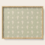 Boho Cactus Sun Desert Sage Green Pattern Serving Tray Gallery Image 1
