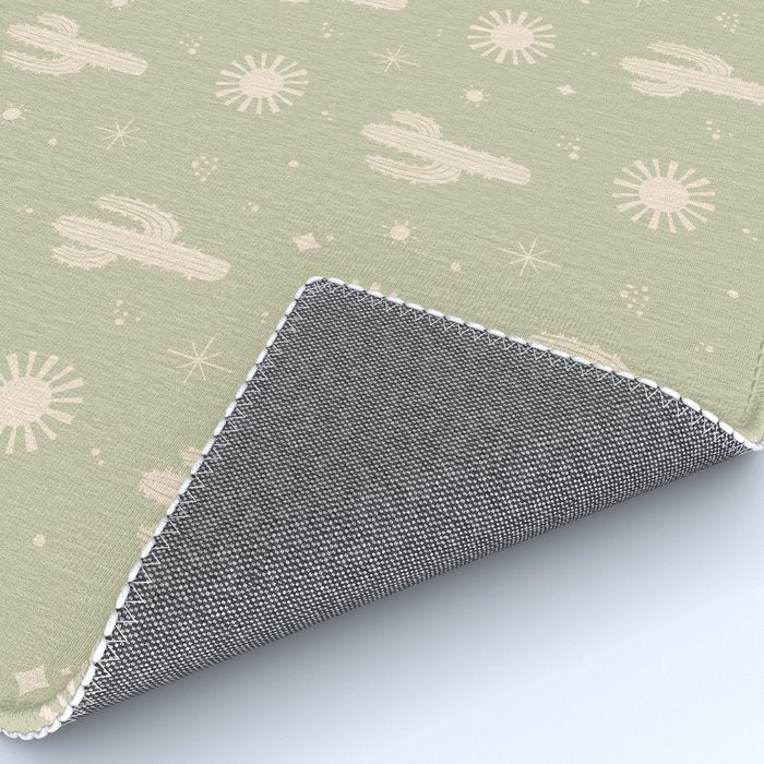Boho Cactus Sun Desert Sage Green Pattern Rug Gallery Image 4