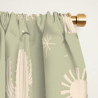 Boho Cactus Sun Desert Sage Green Pattern Window Curtain Gallery Image 2