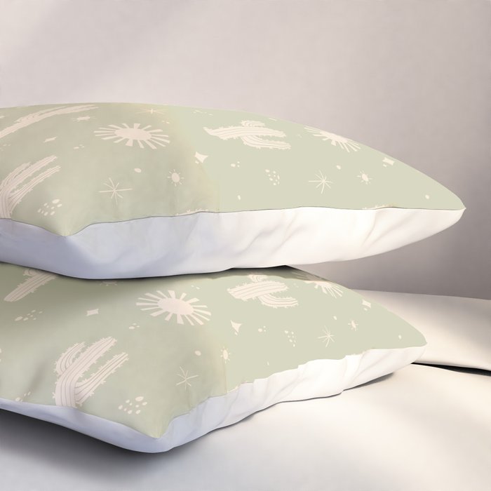 Boho Cactus Sun Desert Sage Green Pattern Pillow Sham Gallery Image 3