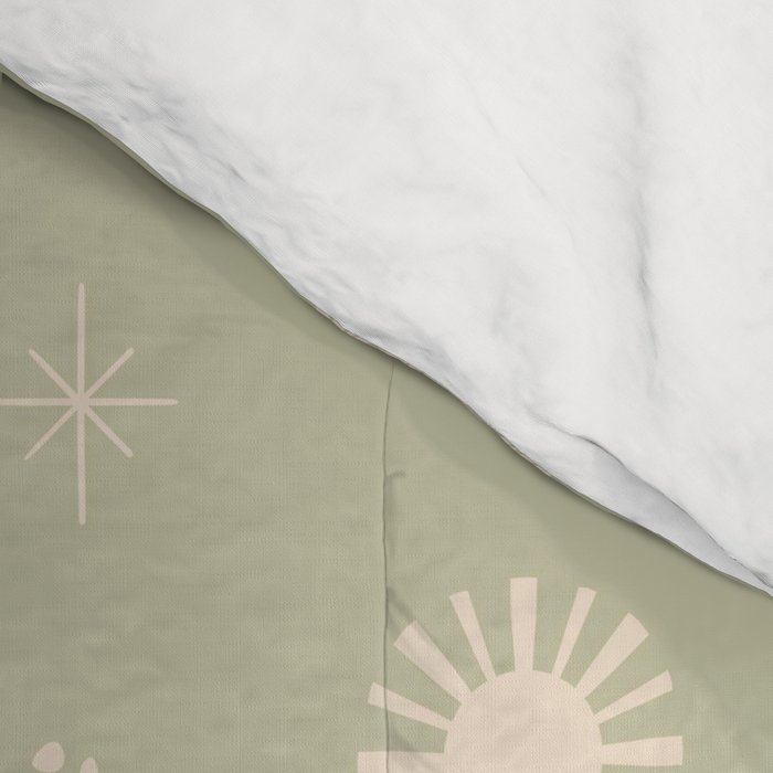 Boho Cactus Sun Desert Sage Green Pattern Comforter Gallery Image 4