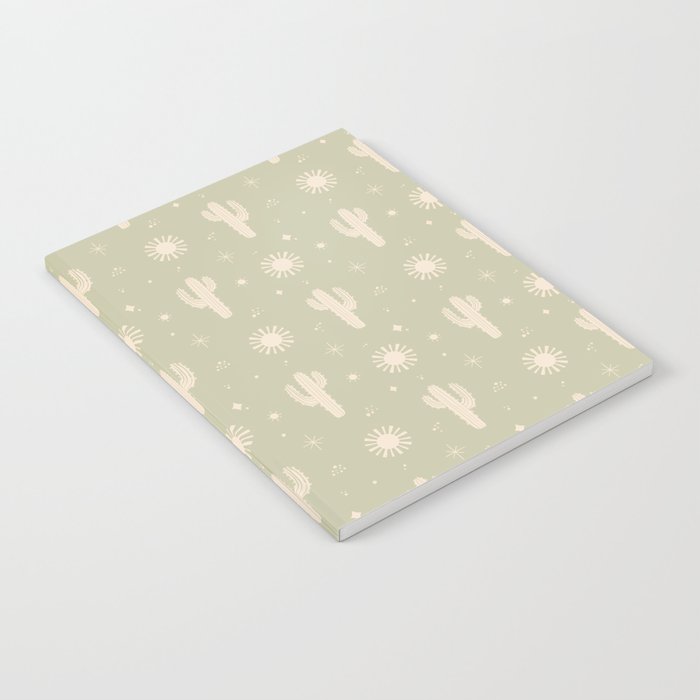 Boho Cactus Sun Desert Sage Green Pattern Notebook Gallery Image 1