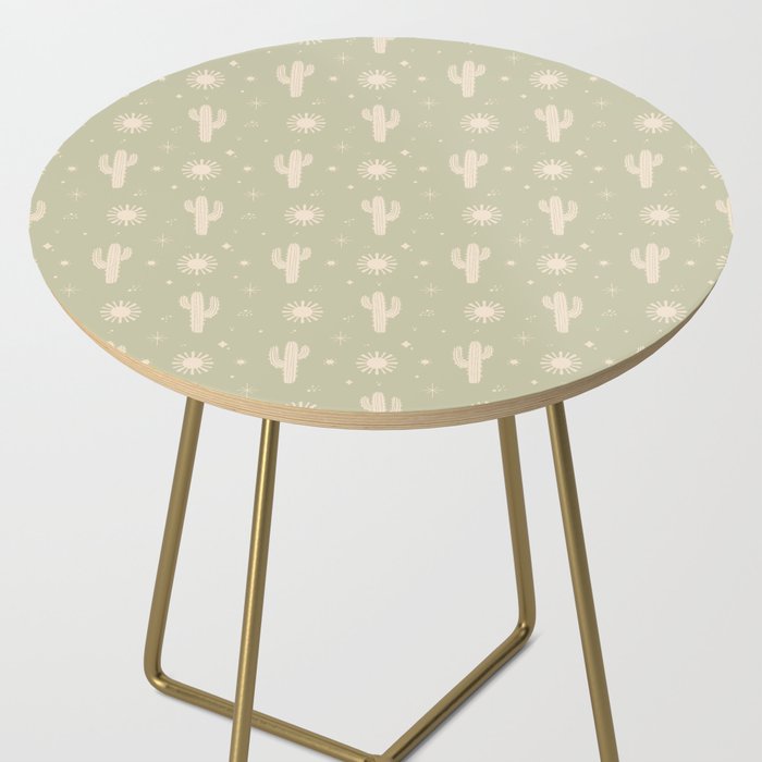 Boho Cactus Sun Desert Sage Green Pattern Side Table Gallery Image 2