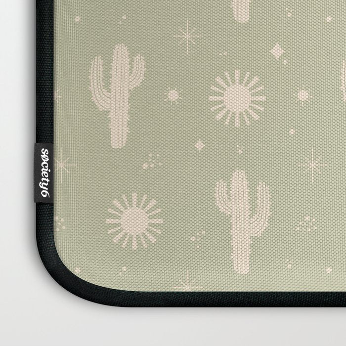 Boho Cactus Sun Desert Sage Green Pattern Laptop Sleeve Gallery Image 3