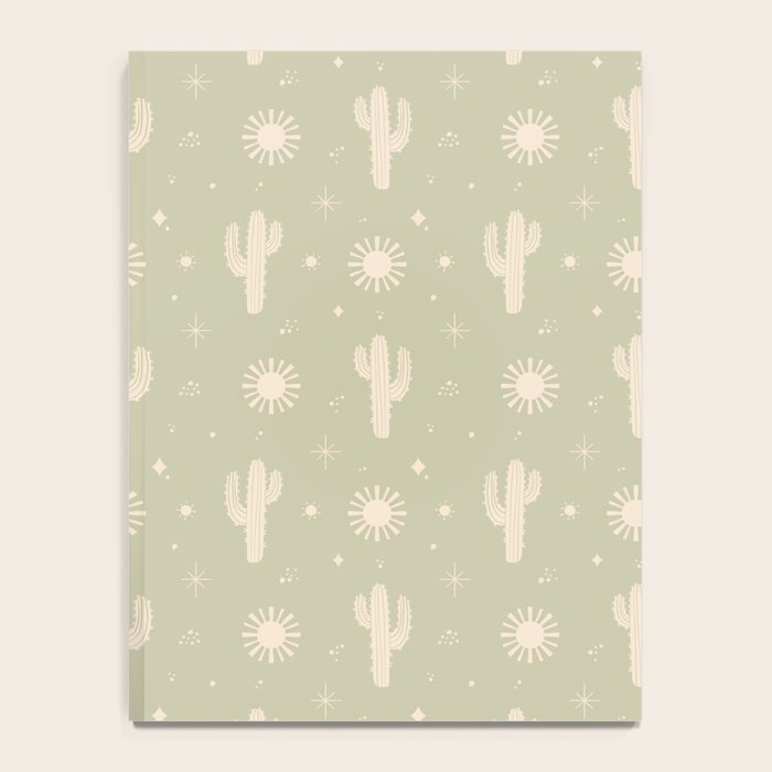 Boho Cactus Sun Desert Sage Green Pattern Notebook Gallery Image 4