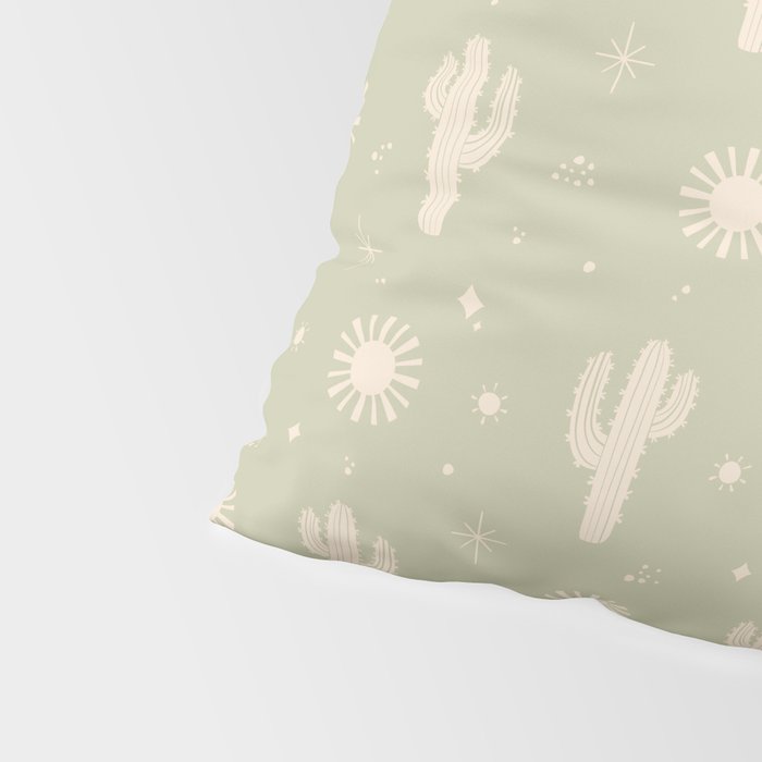 Boho Cactus Sun Desert Sage Green Pattern Pillow Sham Gallery Image 4