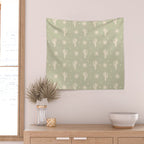 Boho Cactus Sun Desert Sage Green Pattern Wall Tapestry Gallery Image 2