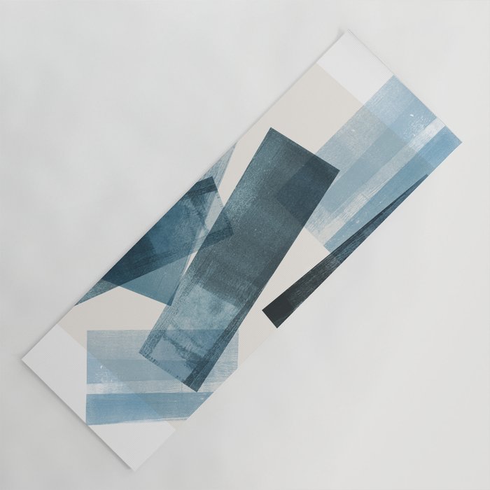 Rectangular Shapes Blue Geometric Abstract Yoga Mat Gallery Image 1