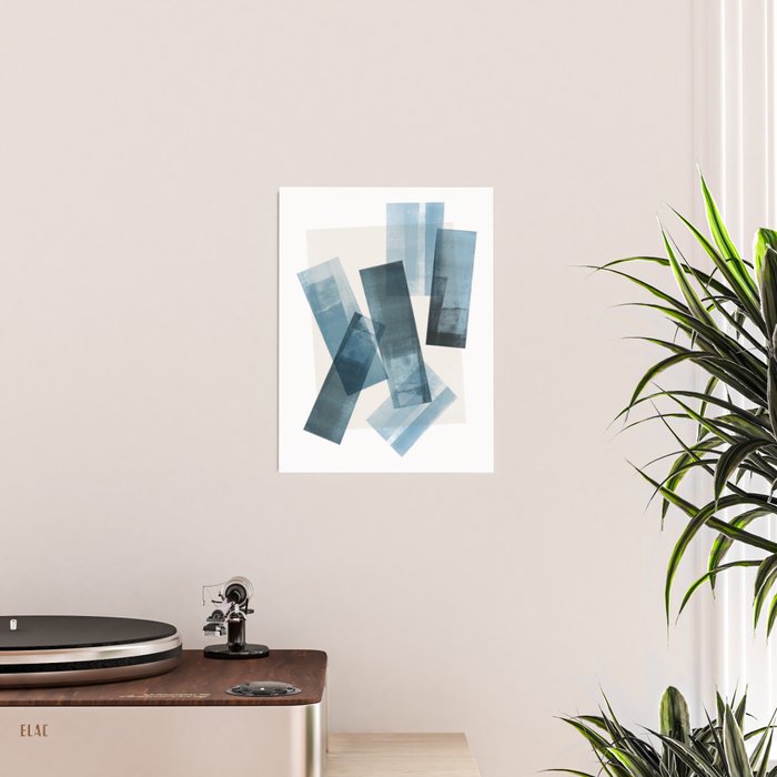 Rectangular Shapes Blue Geometric Abstract Poster Gallery Image 2