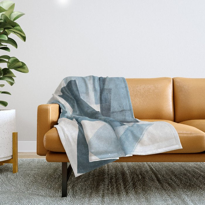 Rectangular Shapes Blue Geometric Abstract Throw Blanket Gallery Image 1