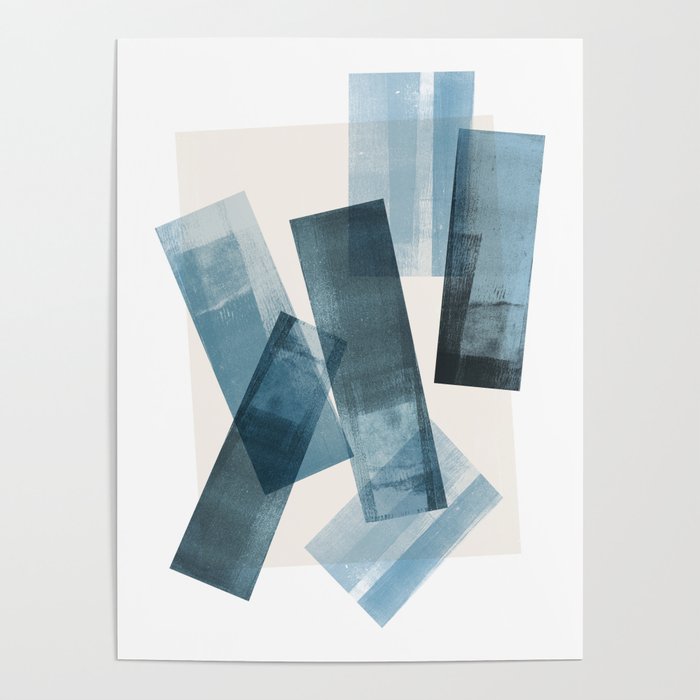 Rectangular Shapes Blue Geometric Abstract Poster Gallery Image 1