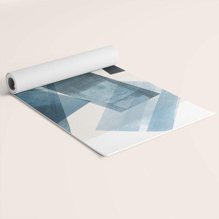 Rectangular Shapes Blue Geometric Abstract Yoga Mat Gallery Image 2