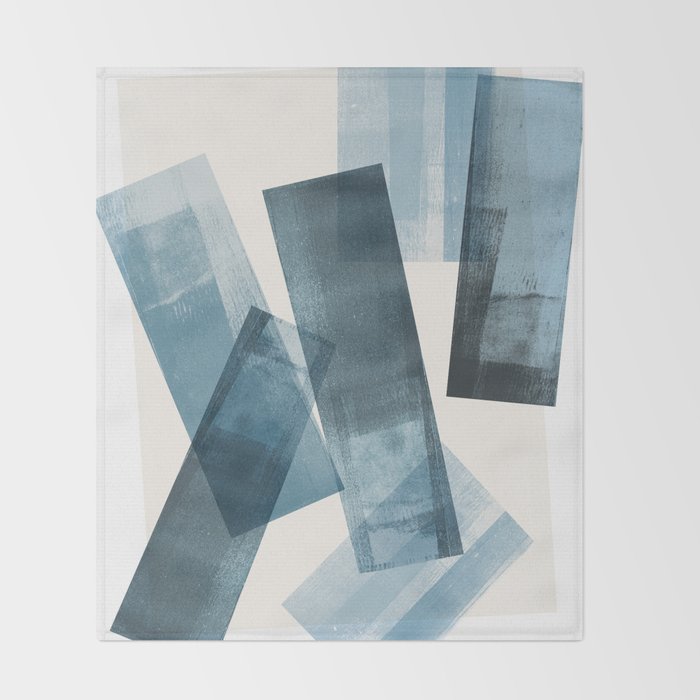 Rectangular Shapes Blue Geometric Abstract Throw Blanket Gallery Image 2