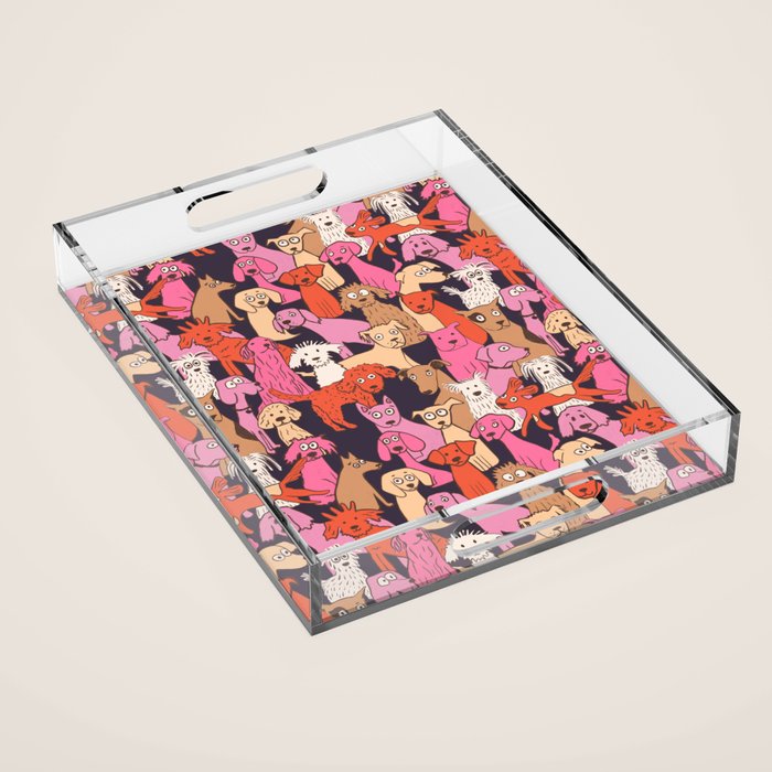 Dogs all day brights Acrylic Tray Gallery Image 1