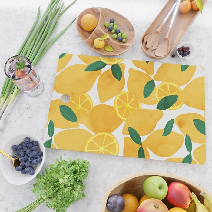 lemon mediterranean still life Cutting Board Gallery Image 2