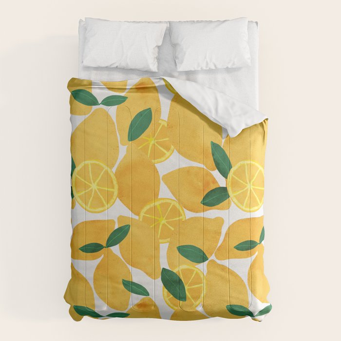 lemon mediterranean still life Comforter Gallery Image 1