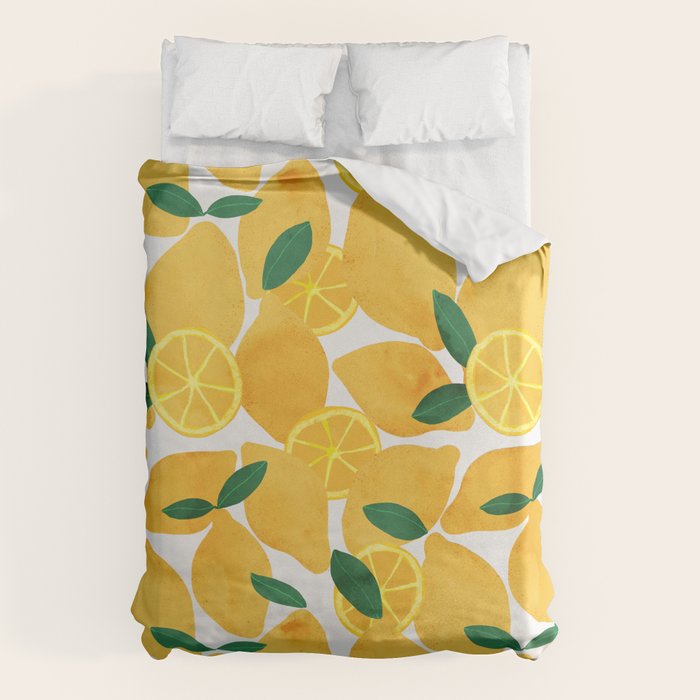 lemon mediterranean still life Duvet Cover Gallery Image 1