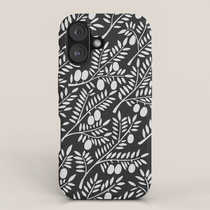 White Olive Branches iPhone Case Gallery Image 1