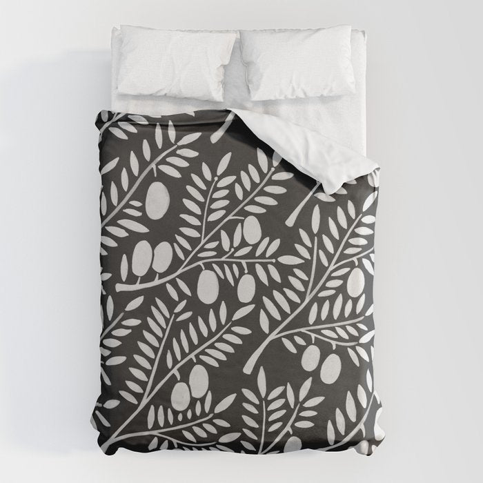 White Olive Branches Duvet Cover Gallery Image 1