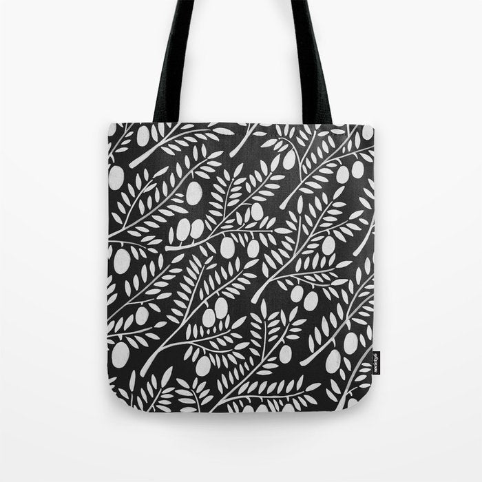 White Olive Branches Tote Bag Gallery Image 1