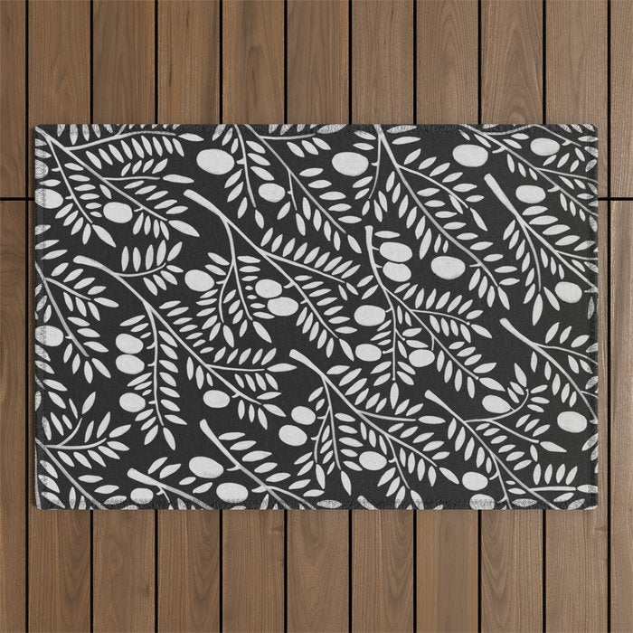 White Olive Branches Outdoor Rug Gallery Image 1
