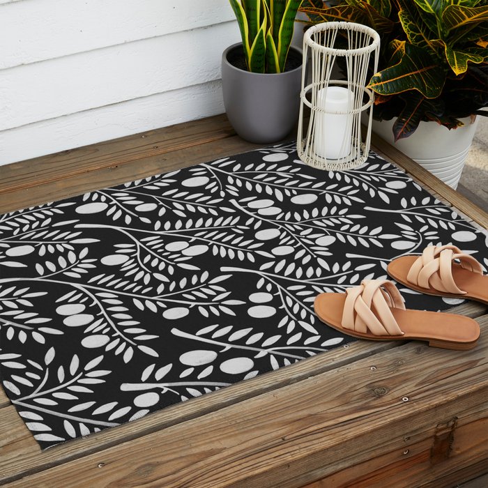 White Olive Branches Outdoor Rug Gallery Image 2