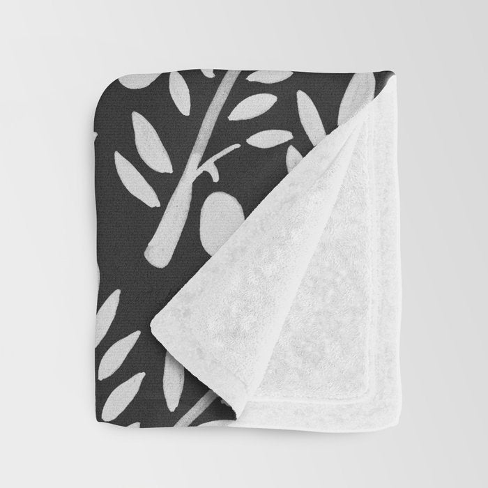 White Olive Branches Throw Blanket Gallery Image 3