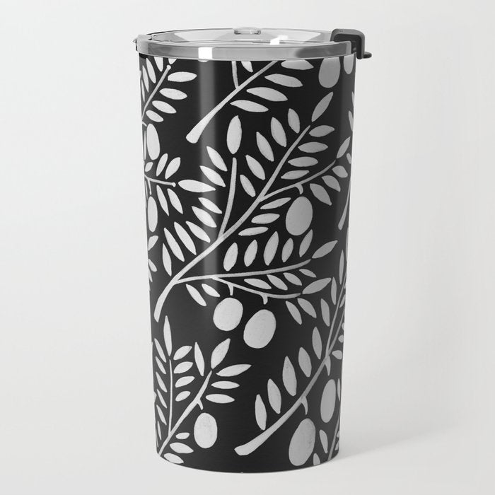 White Olive Branches Travel Mug Gallery Image 2