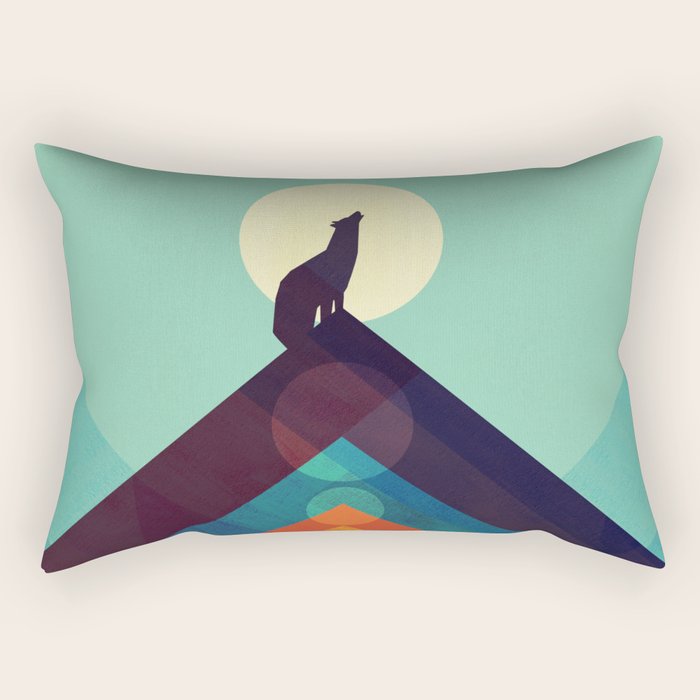 Howling Wild Wolf Rectangular Pillow Gallery Image 2