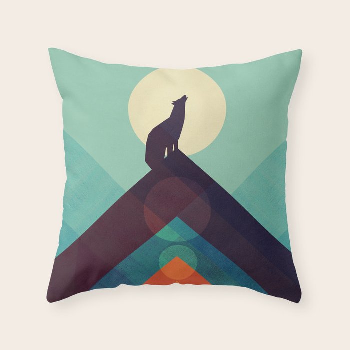 Howling Wild Wolf Throw Pillow Gallery Image 1