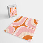 Retro Groove Pink and Orange - Cheerful Abstract Minimalist Pattern Jigsaw Puzzle Gallery Image 2