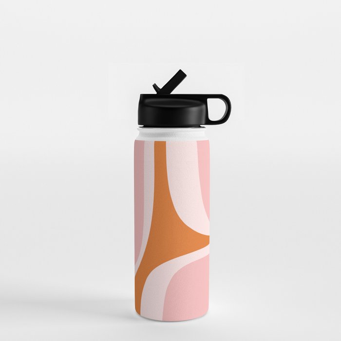 Retro Groove Pink and Orange - Cheerful Abstract Minimalist Pattern Water Bottle Gallery Image 1