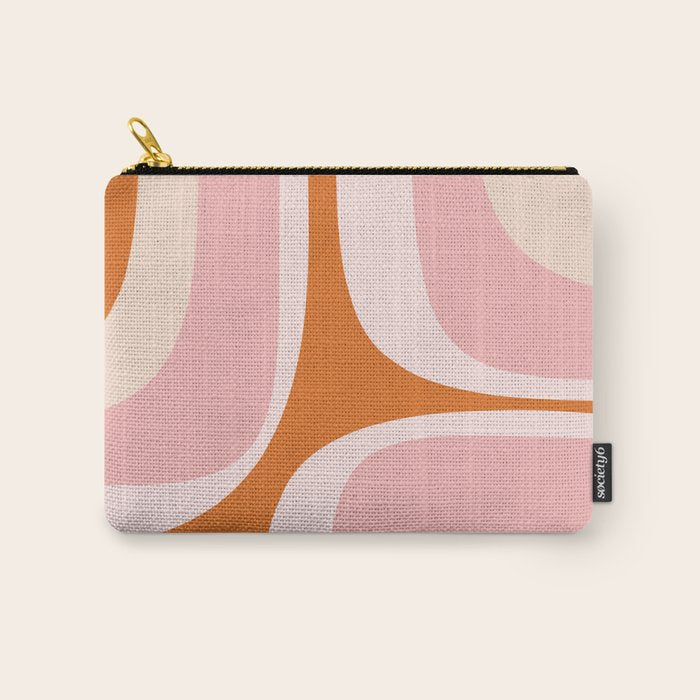 Retro Groove Pink and Orange - Cheerful Abstract Minimalist Pattern Carry All Pouch Gallery Image 1