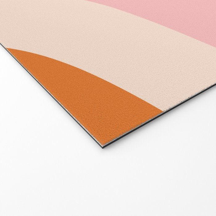 Retro Groove Pink and Orange - Cheerful Abstract Minimalist Pattern Welcome Mat Gallery Image 2
