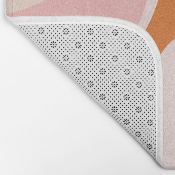 Retro Groove Pink and Orange - Cheerful Abstract Minimalist Pattern Bath Mat Gallery Image 2