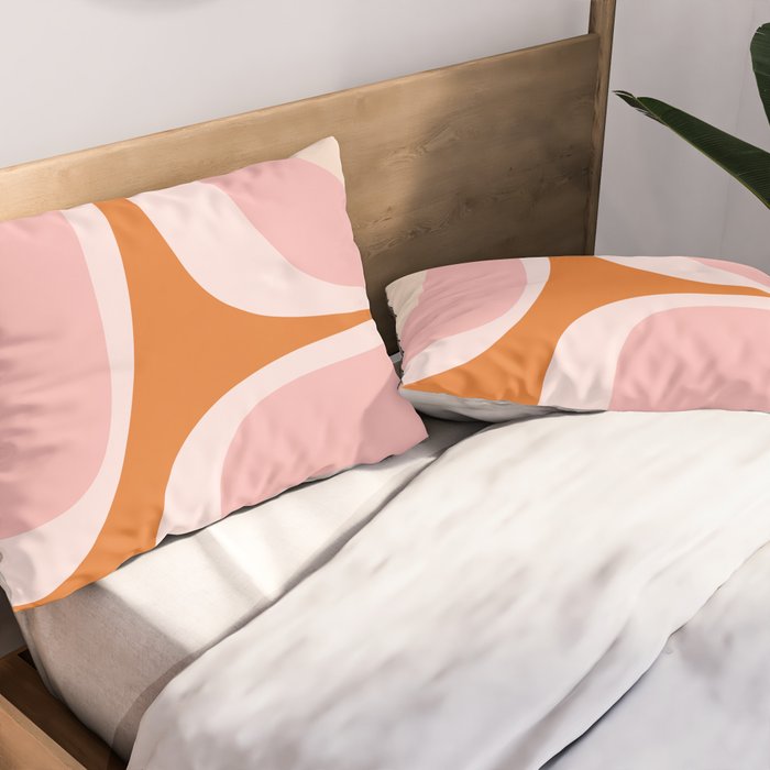 Retro Groove Pink and Orange - Cheerful Abstract Minimalist Pattern Pillow Sham Gallery Image 2